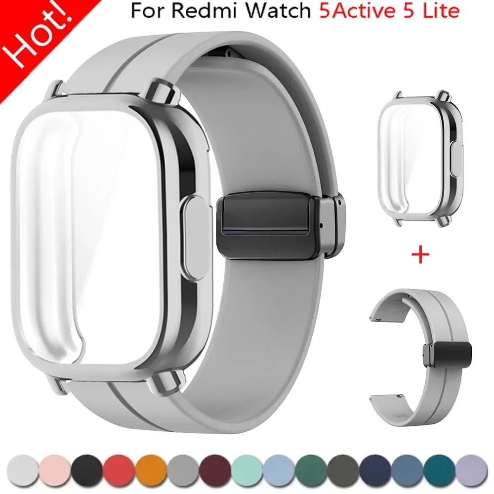 Magnetisches Silikonarmband + Hülle für Xiaomi Redmi Watch 5 Active Lite Smart Watch Armband und Hülle für Redmi Watch 5 Active Lite