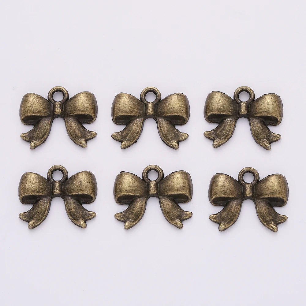 Wholesale Cute 10Pcs 18x14mm Metal Zinc Alloy Bow Charms Fit Necklace Earrings Bracelet Handmade DIY  Jewelry Makings