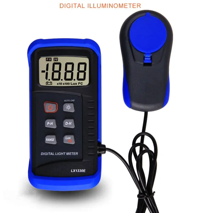 Light Meter Illuminance Digital Luxmeter LCD Display 0-200,000 Lux Meter Digital Luminometer Lux and FC Switchable LX1330E