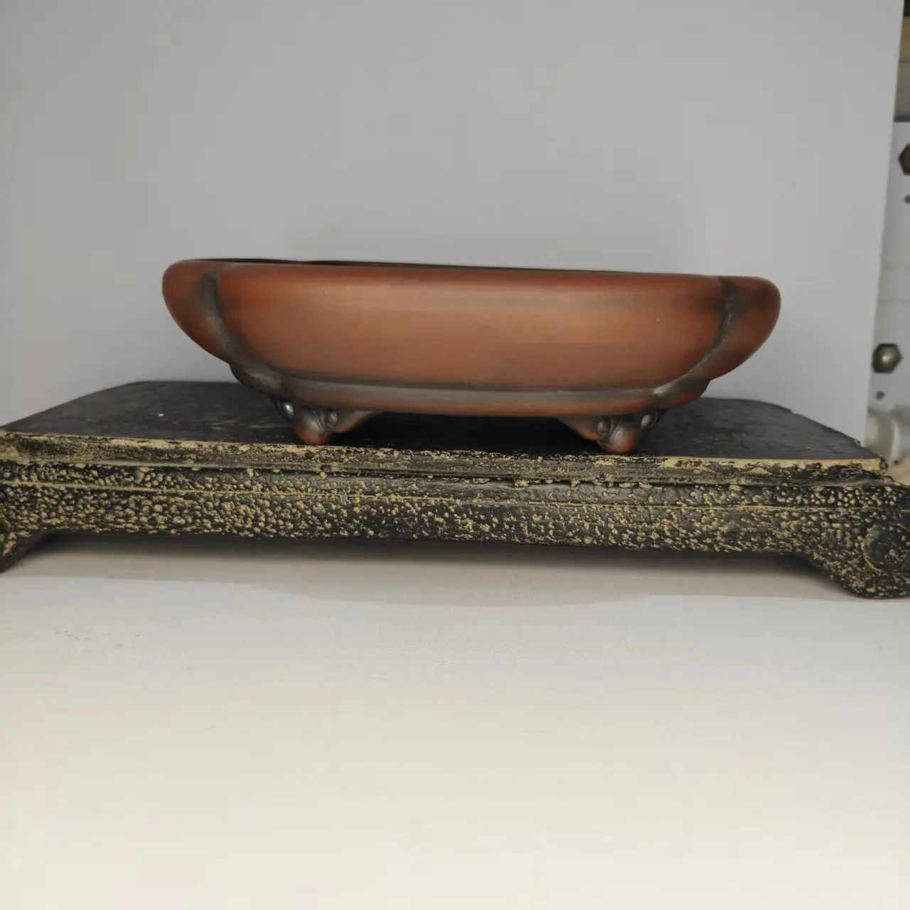 Gold Clay Yixing Unglazed Shallow Bonsai Pot with Cloud Feet Design