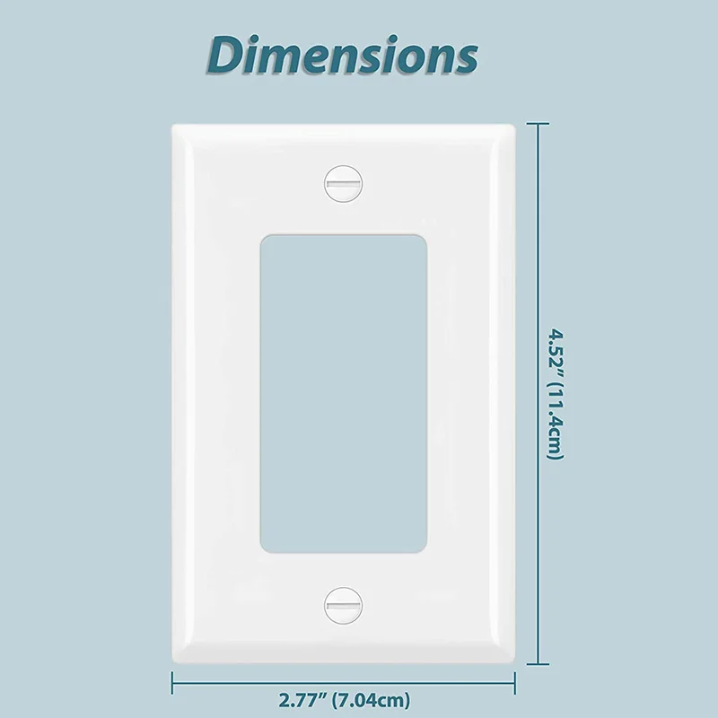 Wall Plate Kit,Receptacle Cover, Decorator Light Switch Cover, 1-Gang Standard Size 2.77 x 4.52 inch ,White,10 Pack