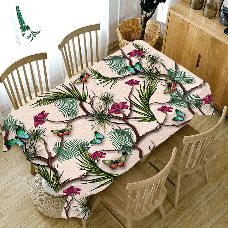 Fashion Vintage Butterfly Printed Tablecloth Home Party Rectangle Tablecloth Wedding Fireplace Stain Resistant Decoration