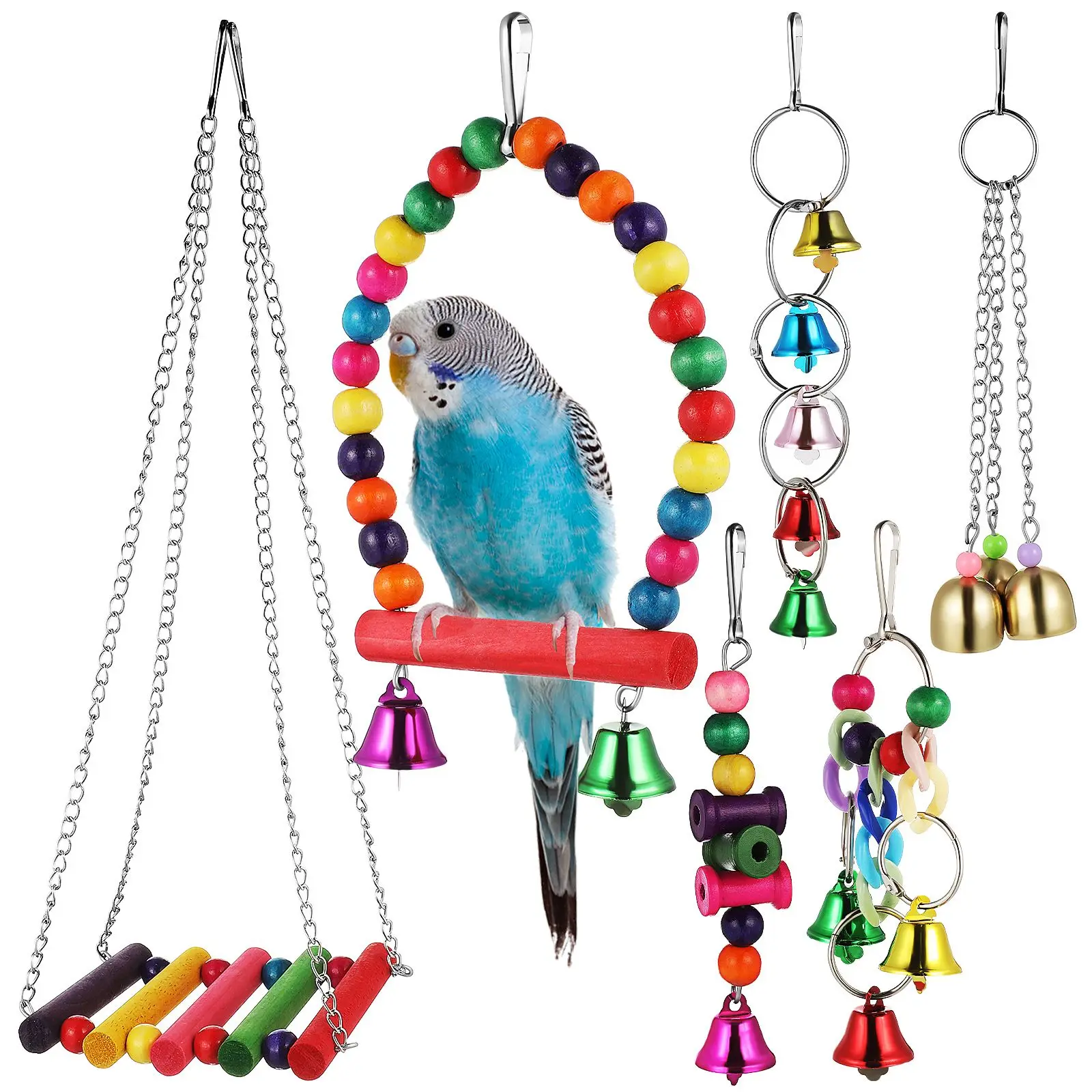 Wind Chime Bird Cage Swing Perch Stand Stands Long Tail Hummingbird Hanging for Perches Cages
