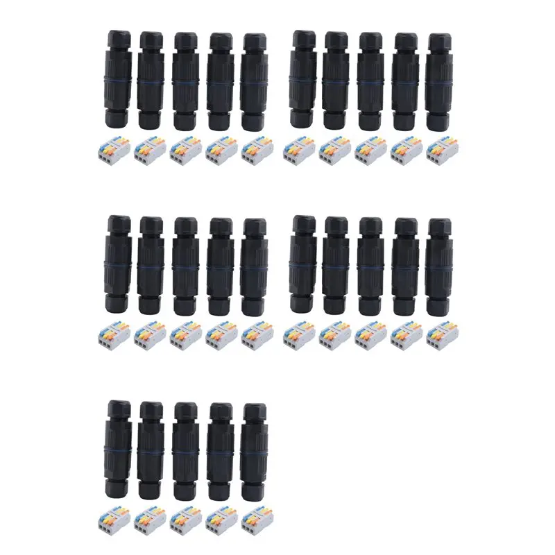 A25F-25PCS IP68 Waterproof Junction Box, Outdoor Electrical Cable Connector For 3.5-10Mm Wire Range(AC 250V, 16A) 4 Pin