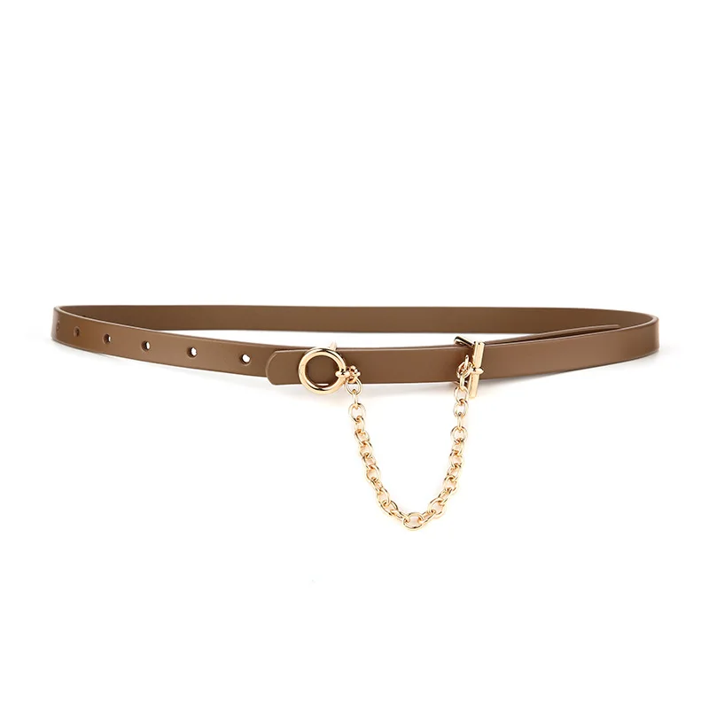 Ins النسخة الكورية حزام جلد الجملة السيدات السلس سلسلة مشبك حزام صافي الرياح الحمراء كل مباراة موضة الجينز حزام الزخرفية