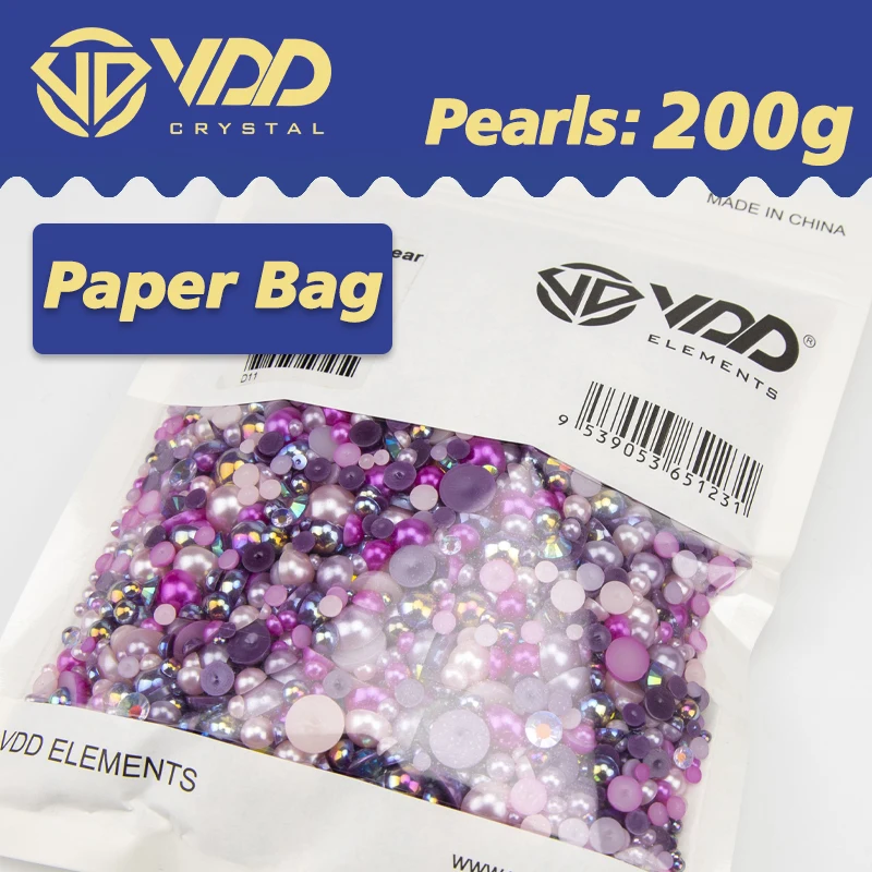 VDD 30/60/100/200g Großhandel Gemischte Größen ABS Halbrunde Perlen Flache Rückseite Perlen Farbige Harz-Strasssteine für Handwerk Nagelkunst DIY Dekoration – Detail 4