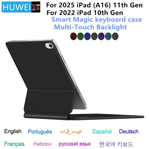 Teclado mágico para iPad de 11. a y 10. a generación, funda de 2025 para iPad A16 11 a 11 ""A3354 A3355 A3356 A2696, funda de libro magnética inteligente