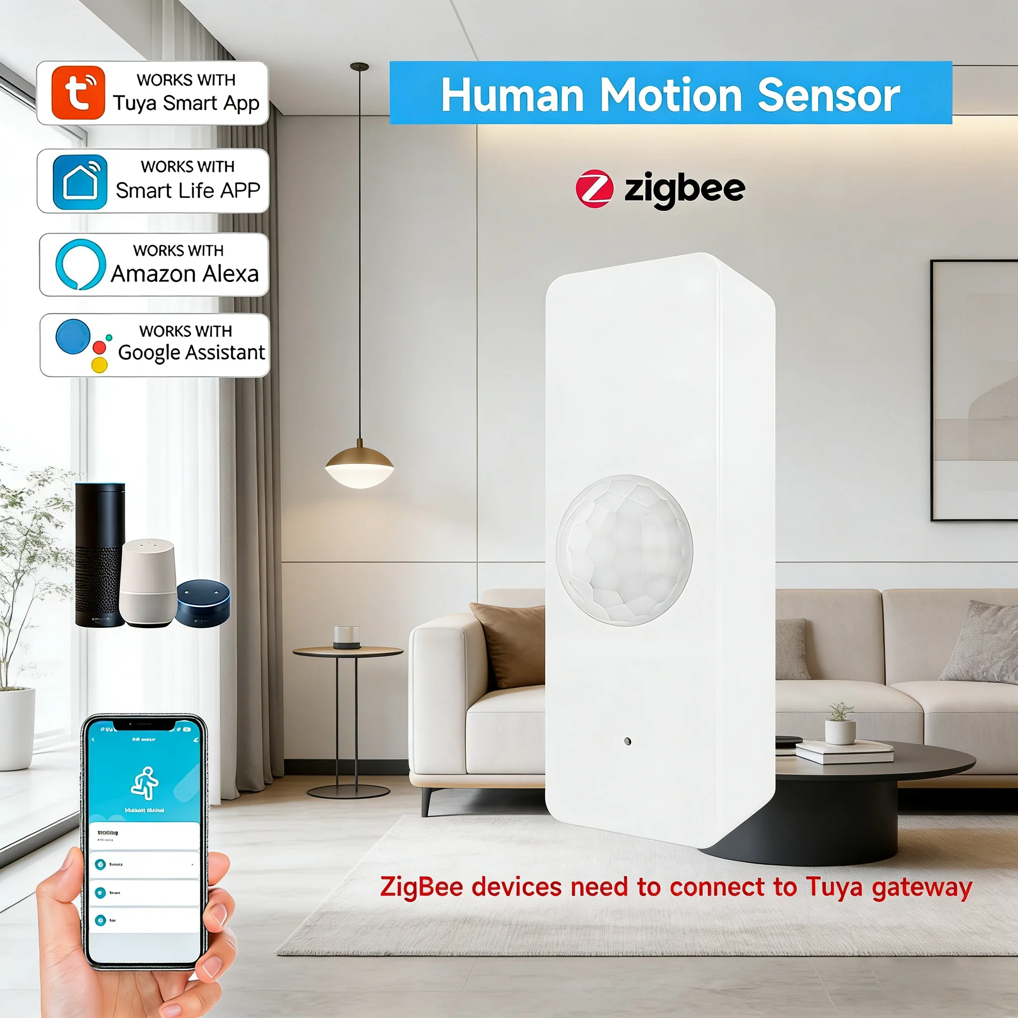 Zigbee Smart PIR Motion Sensor Tuya Human Body Infrared Detector Home Security Burglar Protection Smart Life APP Control