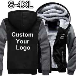 Männer Mode Hoodies benutzer definierte Ihre Logo Jacken Männer Winter Reiß verschluss Hoodies Outdoor lässig verdicken warme Jacke Mäntel