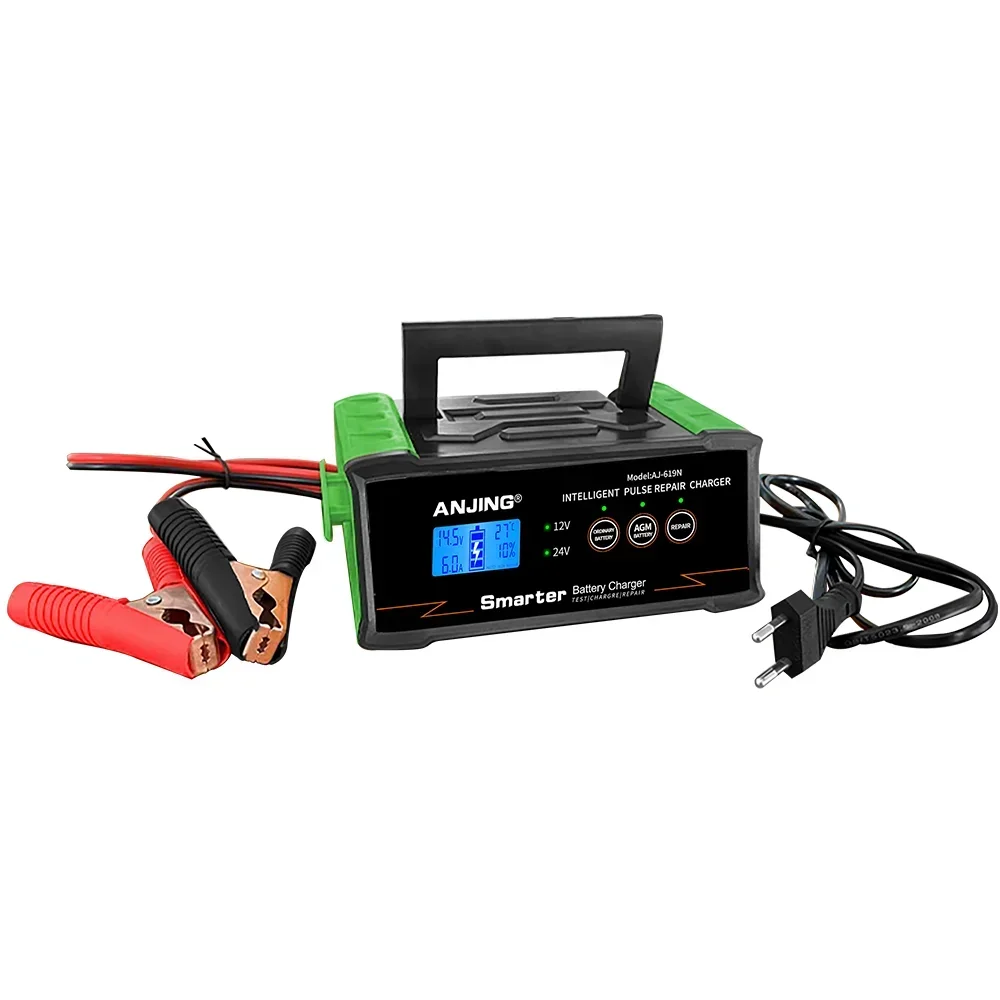 AJ-619N 400W 25A Car Battery Charger 12V 24V Automatic Smart Charger for Lead-acid Dry Water AGM Battery Pulse Repair Motorcycle