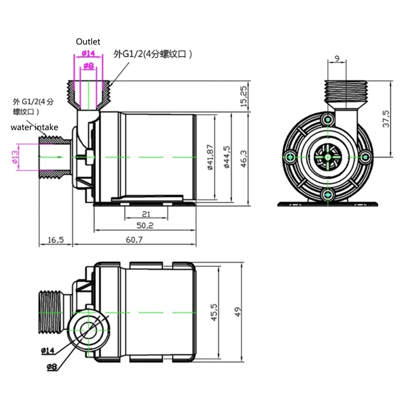 Pro stejnosměrný 12V mikro bezuhlíkový motorový voda pumps ticho zvedat 5m/16ft 800L dur dropship