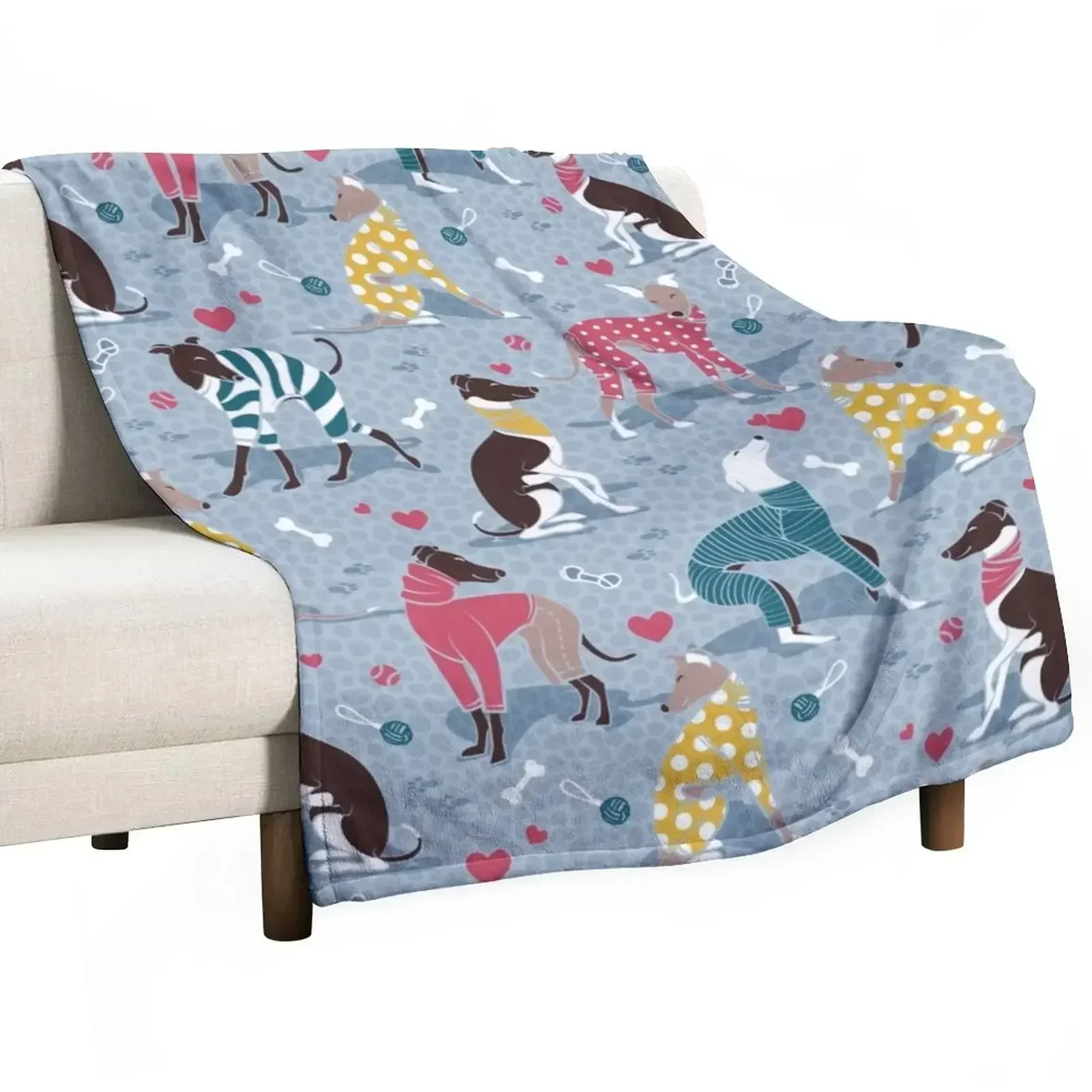 Greyhounds dogwalk // pale blue background Throw Blanket Heavy Hairys Blankets