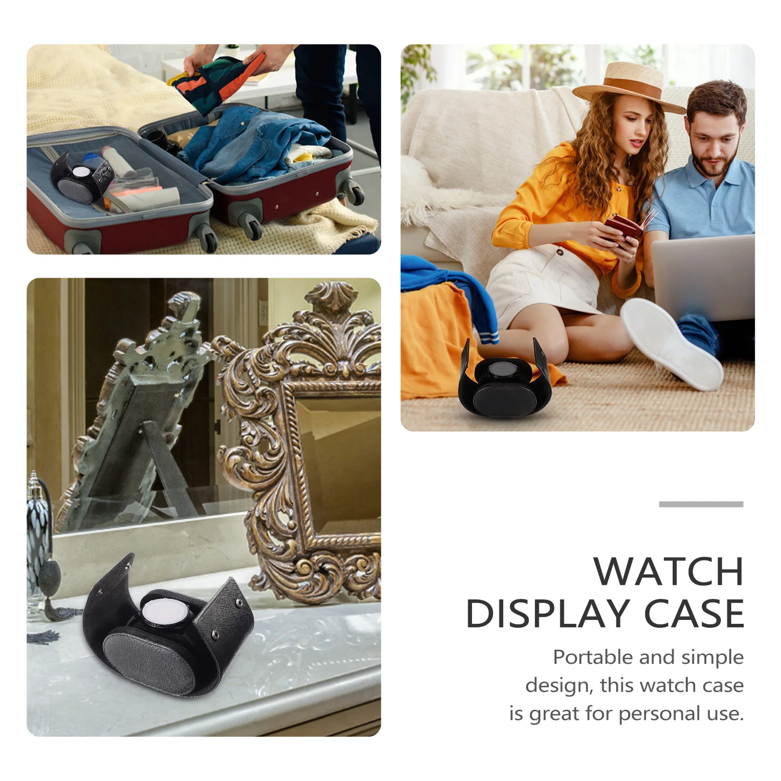 Single Slot Watch Box Black PU Velvet Durable Vintage Portable Storage Travel Jewelry Display Case