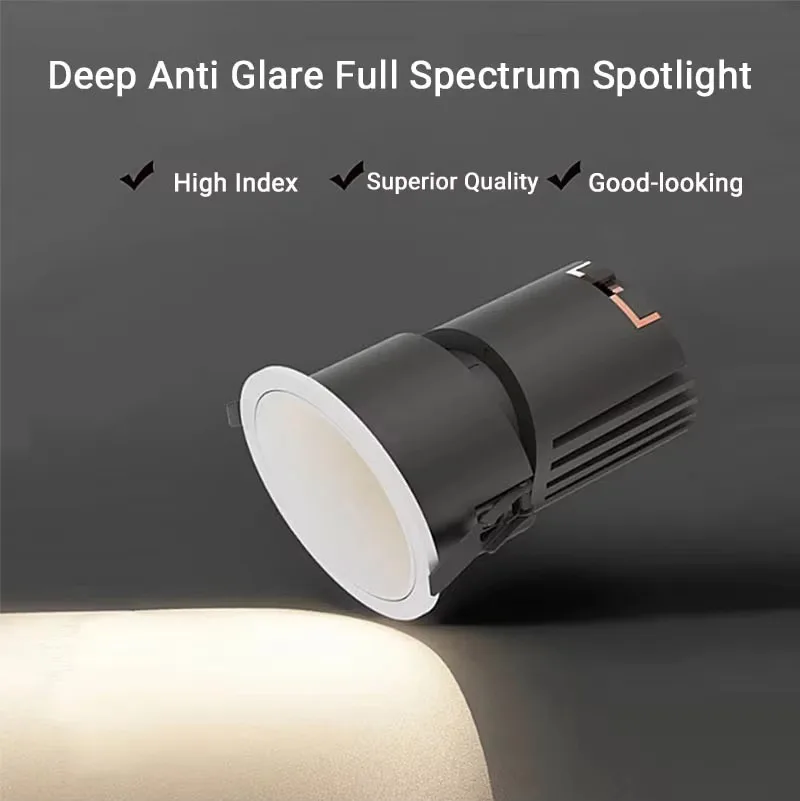 

LED Spotlight Full Spectrum Embedded Small Hill Household Anti Glare Living Room Hotel COB Tube Spotlight 7/9/12/15W AC110-220V