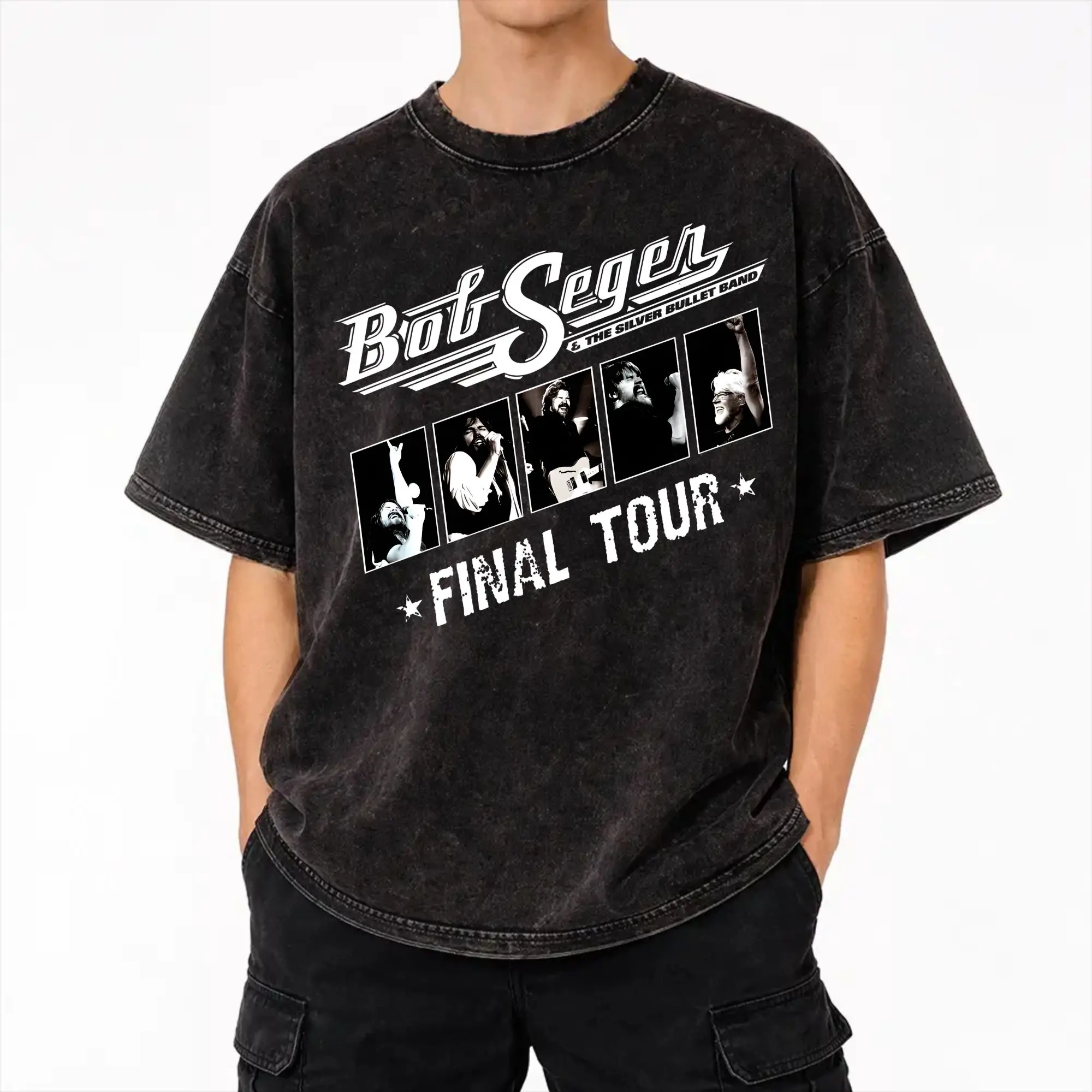 Bobs legend rock and Roll Segers Final Tour  Merch Washed T Shirt for Men Women Streetwear Hip Hop T-Shirts
