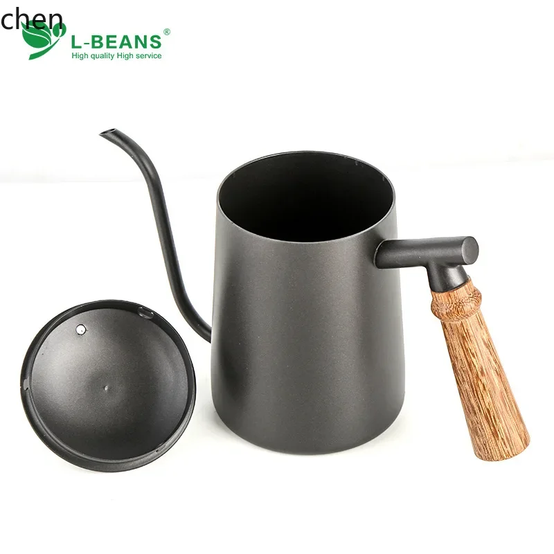 

A5.9 wooden handle coffee pour-over kettle - stainless steel gooseneck dripper with lid - perfect for drip and pour-over method