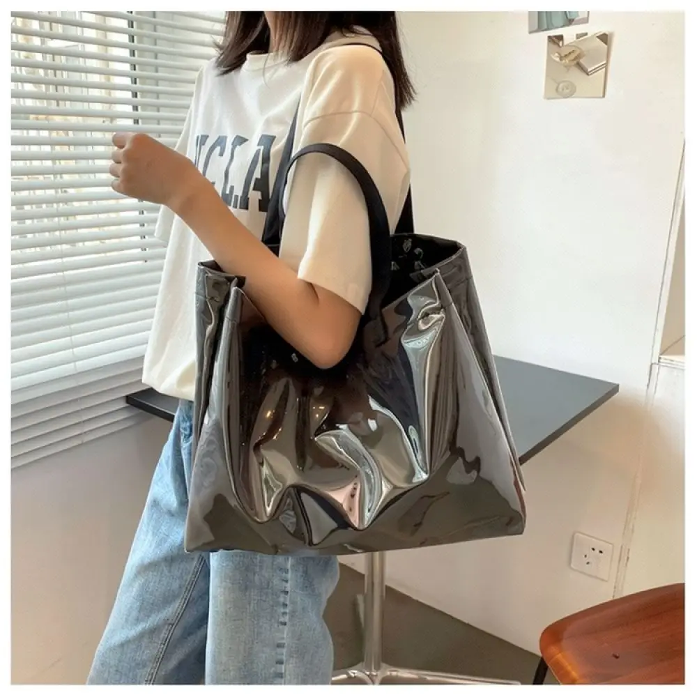Casual Canvas Shoulder Bag Summer Fashion Transparent Tote Large Capacity Minimalist Korean Style Handbag Purses