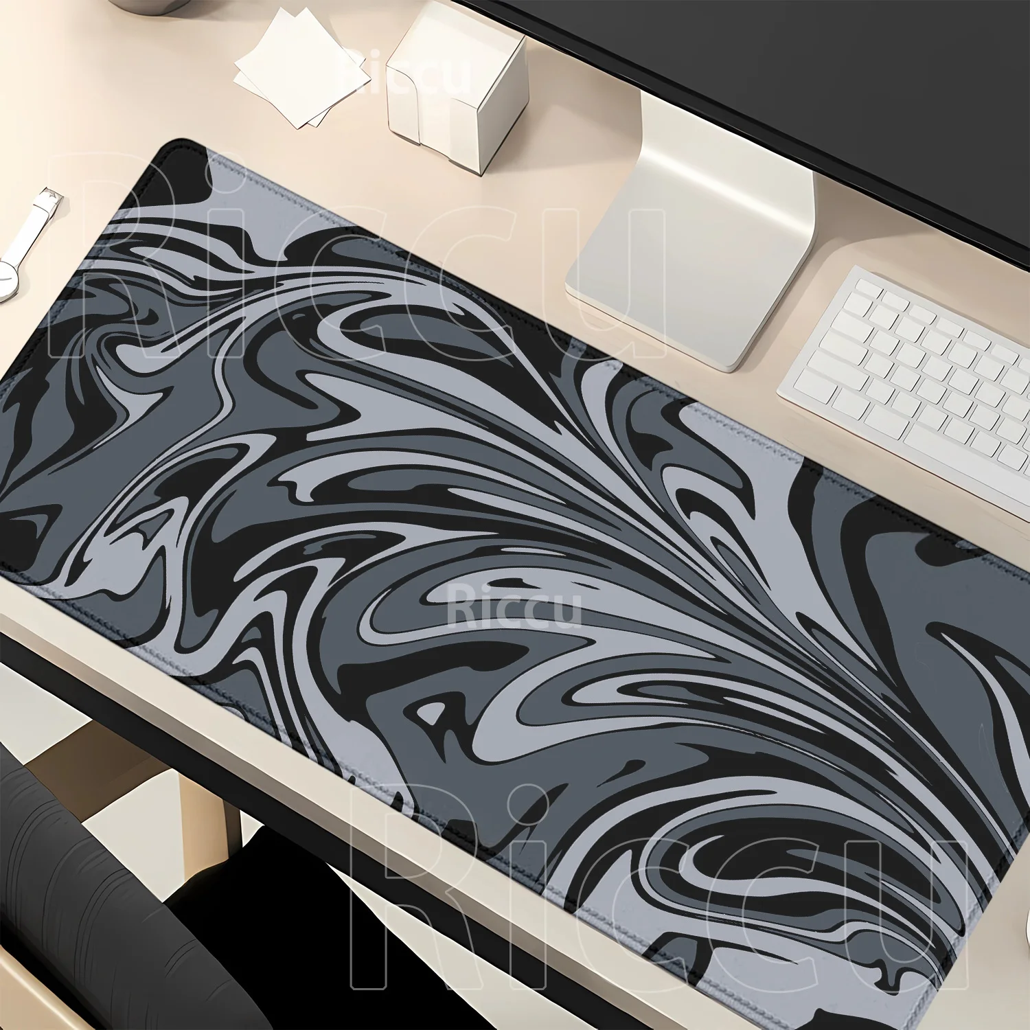 

black and white New Strata Liquid Fluid‌ Large Mouse Pad Laptop Anime Keyboard Game Mousepad office overlock 400x900mm Desk Mat