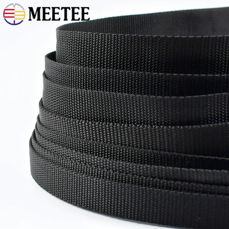 5/10M Black Polyester Webbing Tape 1.3mm Thick Backpack Ribbon Strap Pet Collar Belt Sling Band Garment Bias Binding Accessories