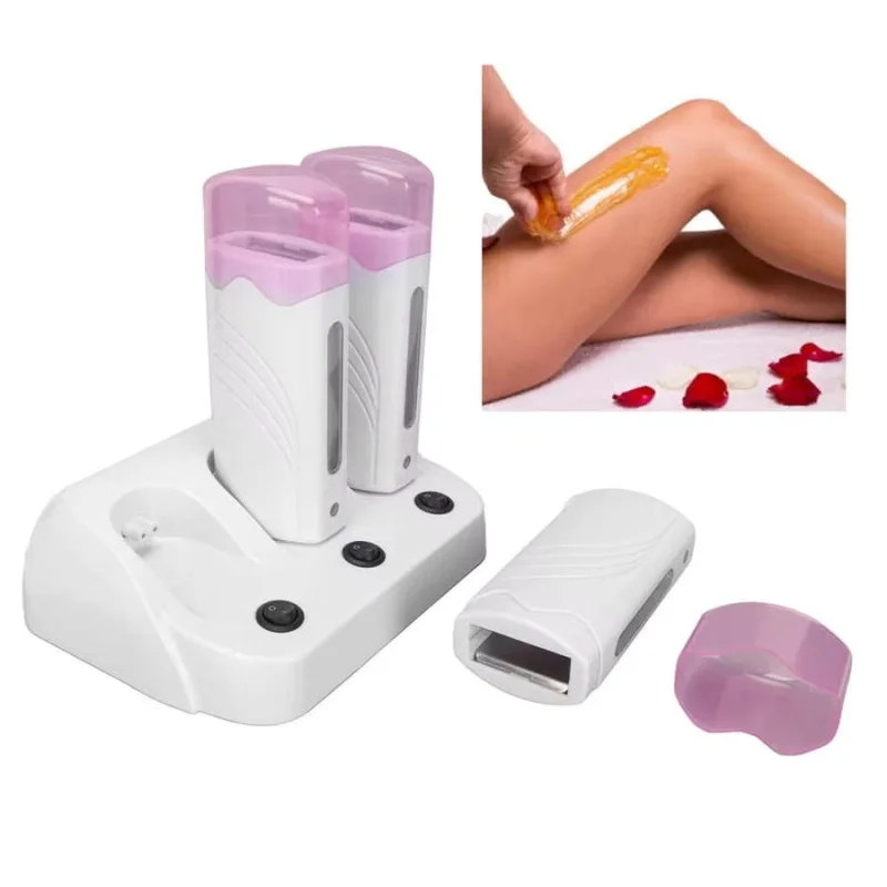 40W Dual Rolling Wax Heater Double Epilator Depilatory Waxing Machine Cartridge Roll On Hair Removal for Body