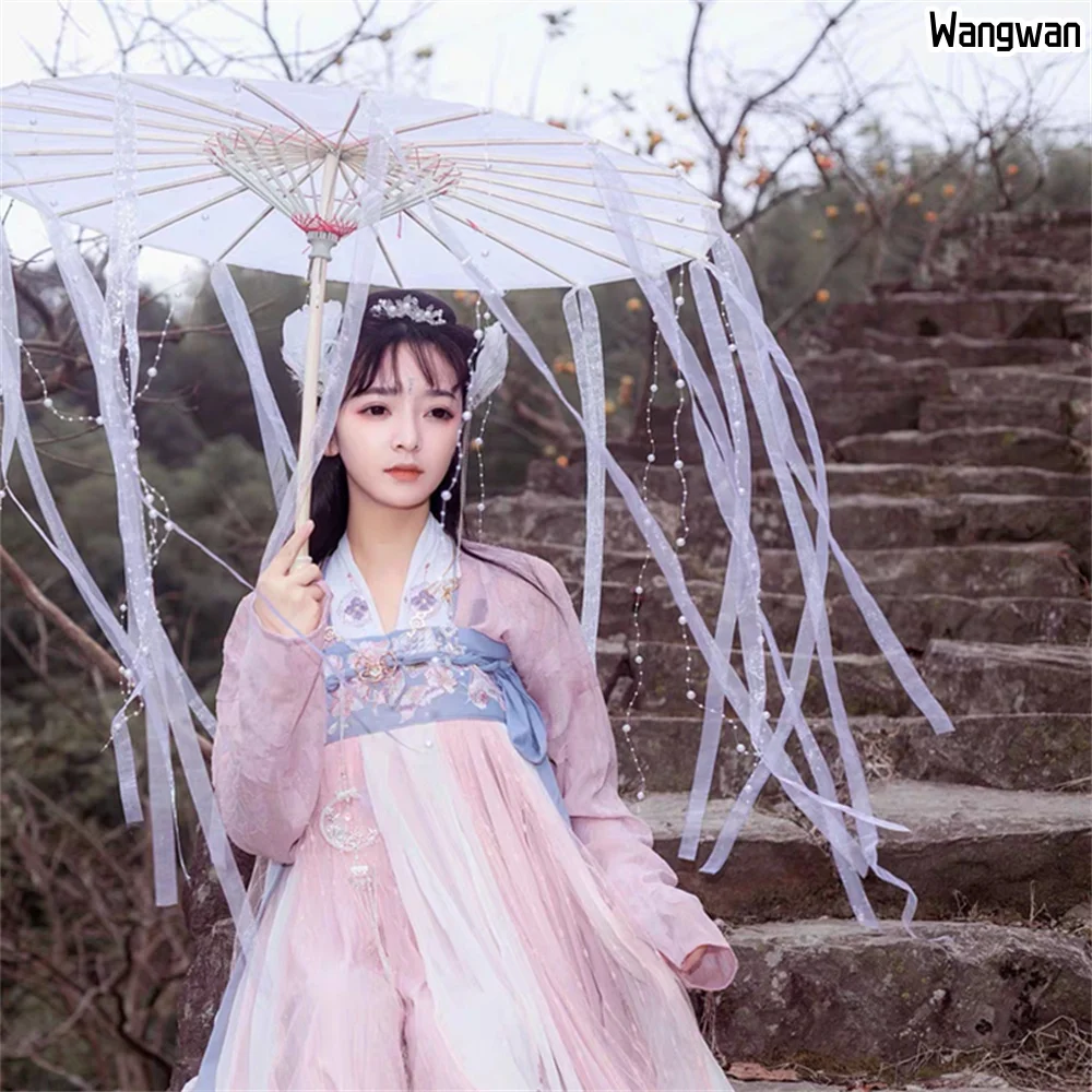 

Hanfu Photography Prop Umbrella for Children Chinese Style Transparent Oil Paper Clear cute Women Parasols Model Dancing Cosplay