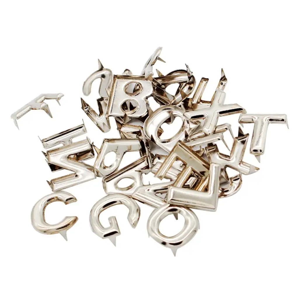 26Pcs DIY English Letter Metal Rivets Claw Studs for Bags Clothes Hats Leather Decor