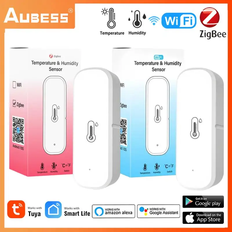 Tuya WIFI/ZigBee Smart Temperature And Humidity Sensor Battery Powered ZigBee Smart Home Security Work With Alexa Google Home