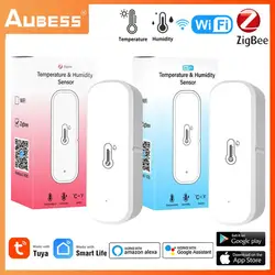 Tuya WIFI/ZigBee Smart Temperature And Humidity Sensor Battery Powered ZigBee Smart Home Security Work With Alexa Google Home