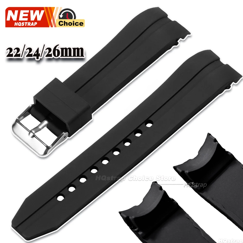 Image of Gebogenes Silikon-Sportarmband 22mm 24mm 26mm Wasserdichtes Weiches Gummiarmband für Männer und Frauen Universelles Armband