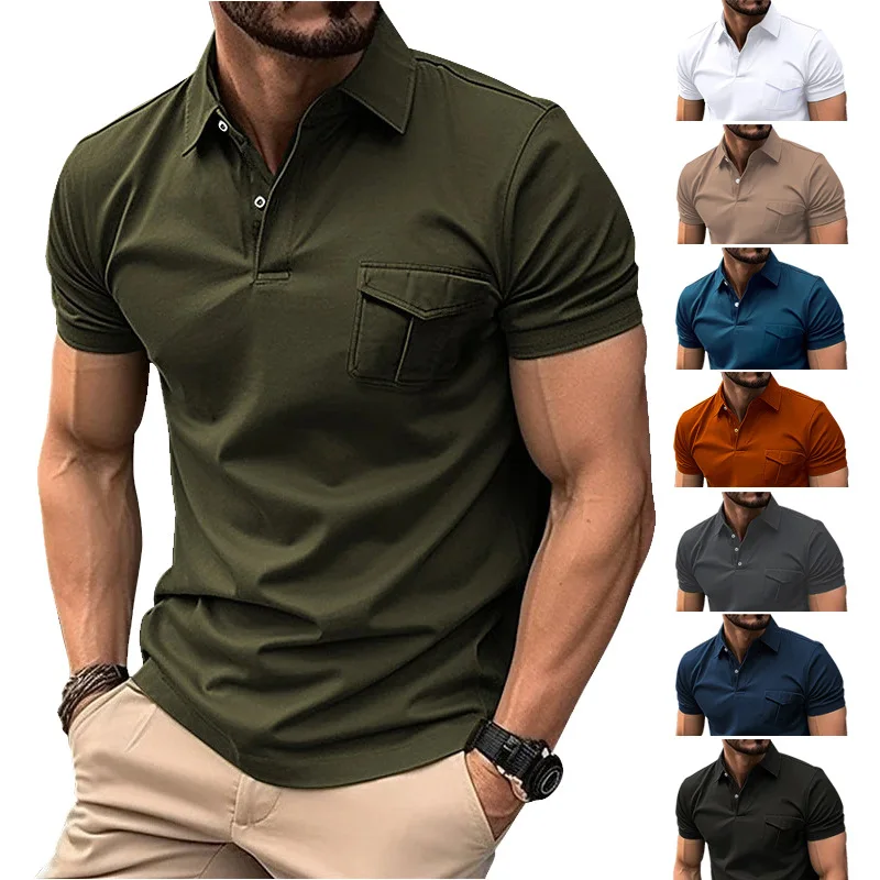 GZMS-Autumn New MenpoloShirt Pocket Men's Sports Polo Shirt