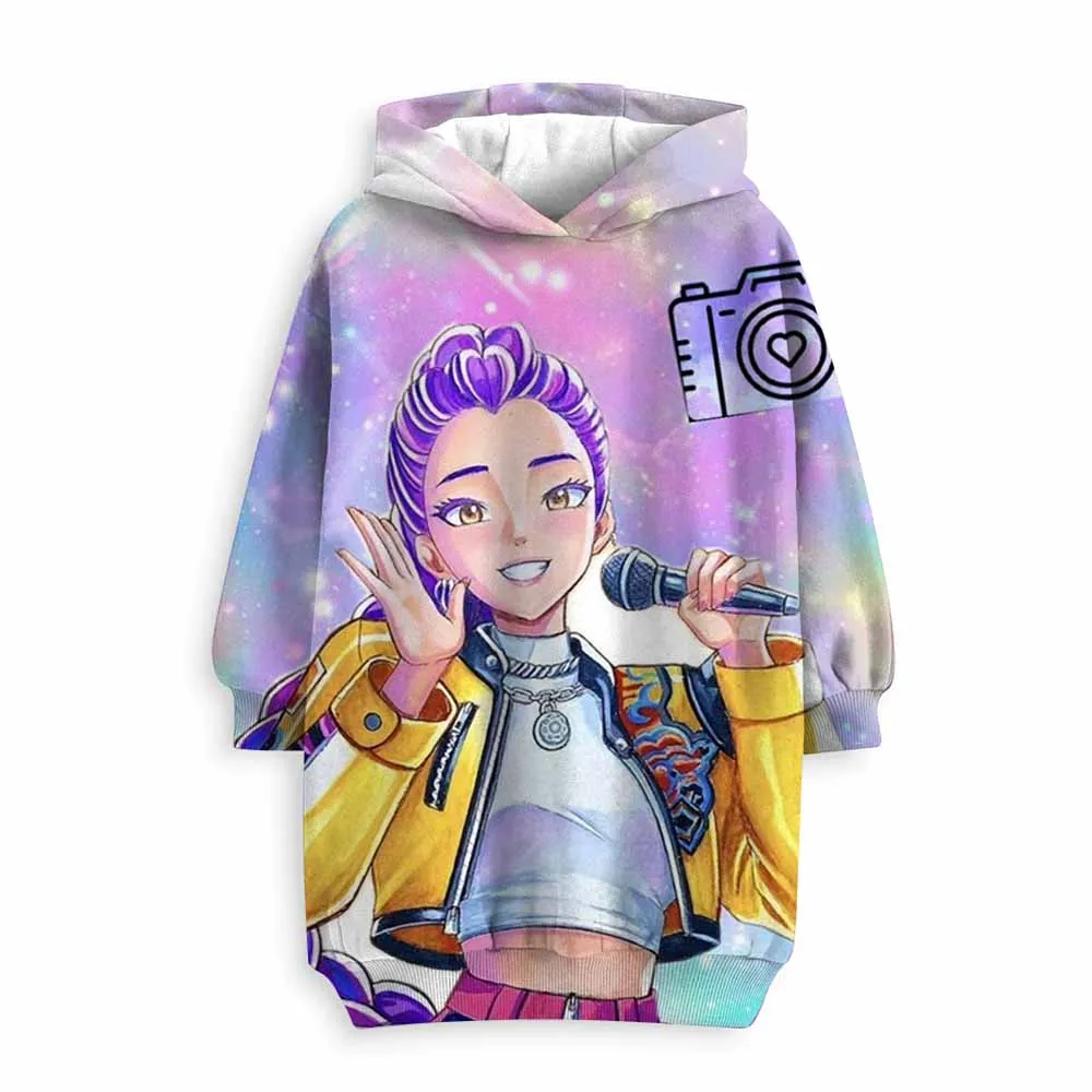 

2025 New Disney Kpop Witch Hunt Hooded Dress for Girls Cute and Comfortable Long Sleeve Hooded Sweater Dress