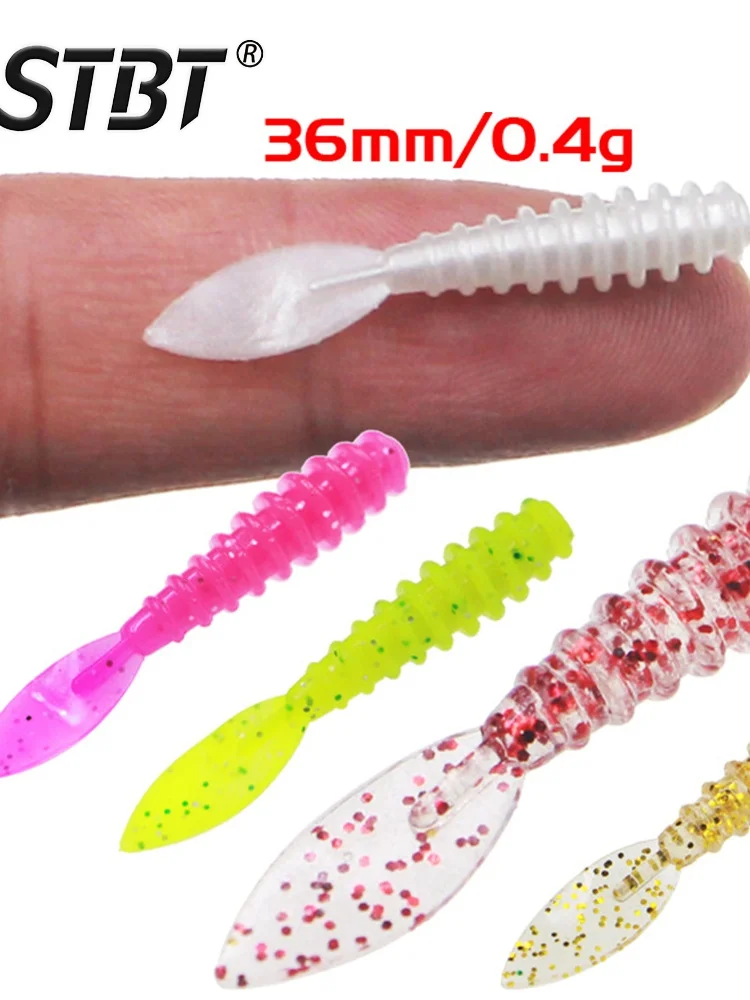 Leurres de pêche 10 pièces 36mm/0.4g UV Rockfishing Swimbait appâts de gabarits ver souple eau salée gabarit tête leurre pour la pêche au bar