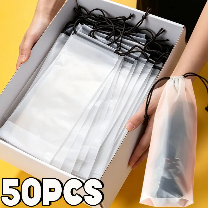 Umbrella Storage Bag Translucent Plastic Waterproof Anti-dirty Umbrella Cover Reusable Portable Drawstring Bags Home Storage