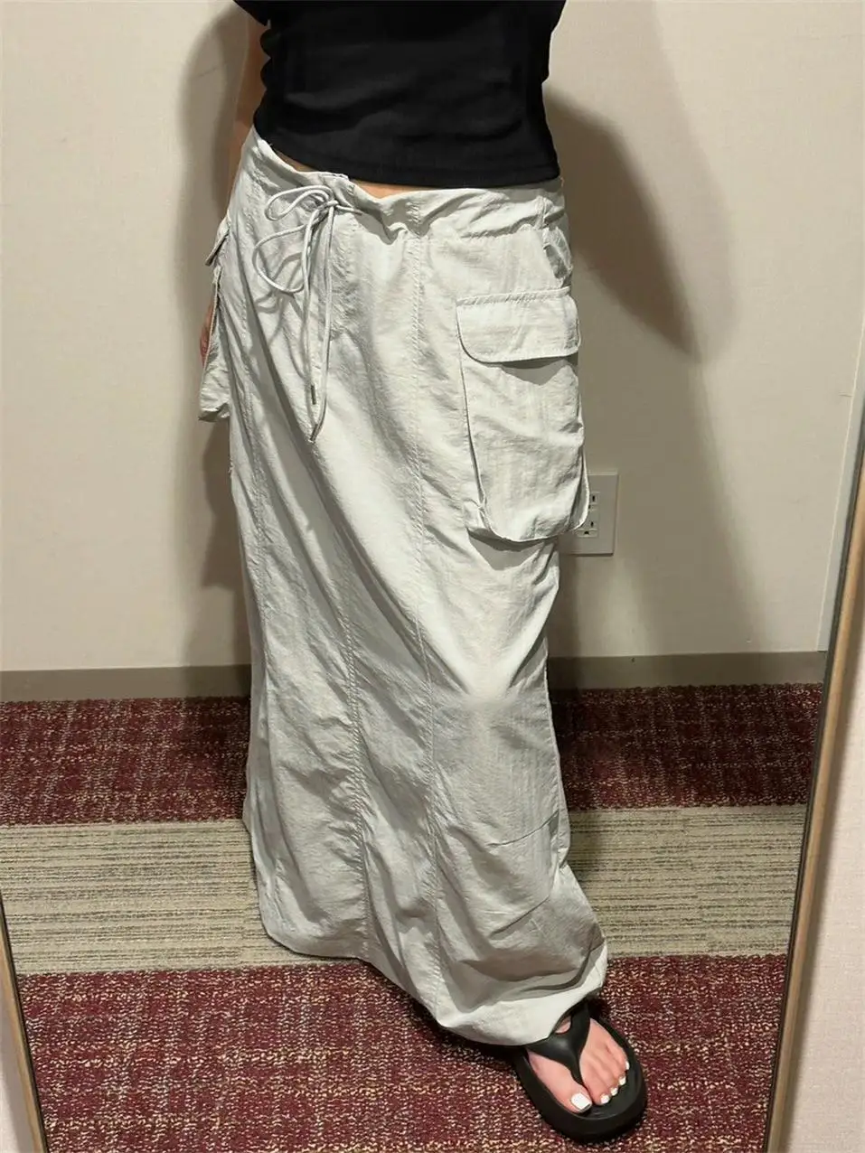 

Casual Workwear Skirt Women's Autumn Dongdaemun ATR Leisure Big ket Dstring Splice Anti-aging Mildly Spicy Skirt