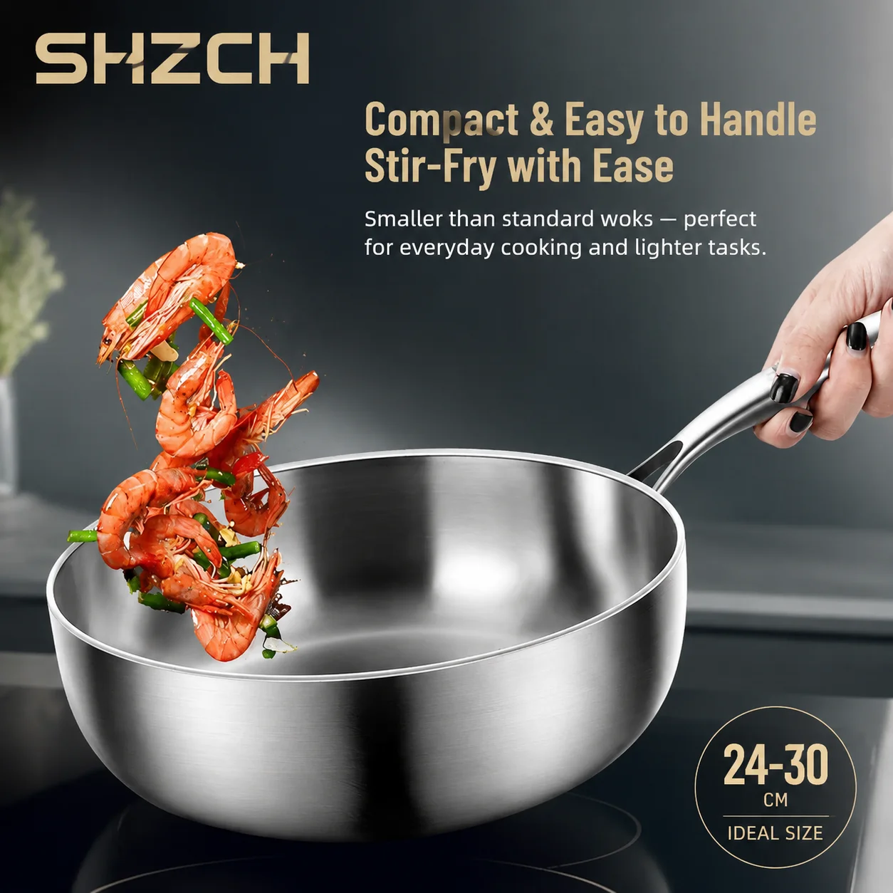 316 Stainless Steel Frying Pan Deepened Uncoated Wok NonStick Skillets Gas Stove Induction Cooker Universal Kitchen Cookware Pa