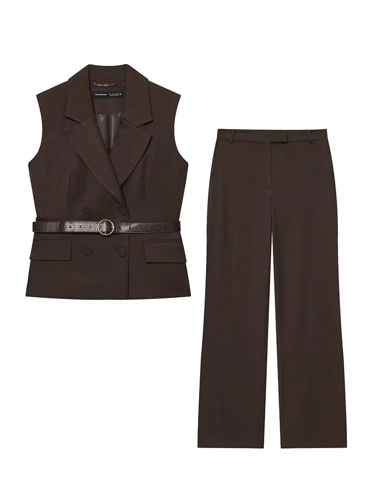 

2026 Women Autumn 2-Pieces Sets Casual Solid Vests Coats and Straight Pants Female Elegant Street Two Suits Clothing