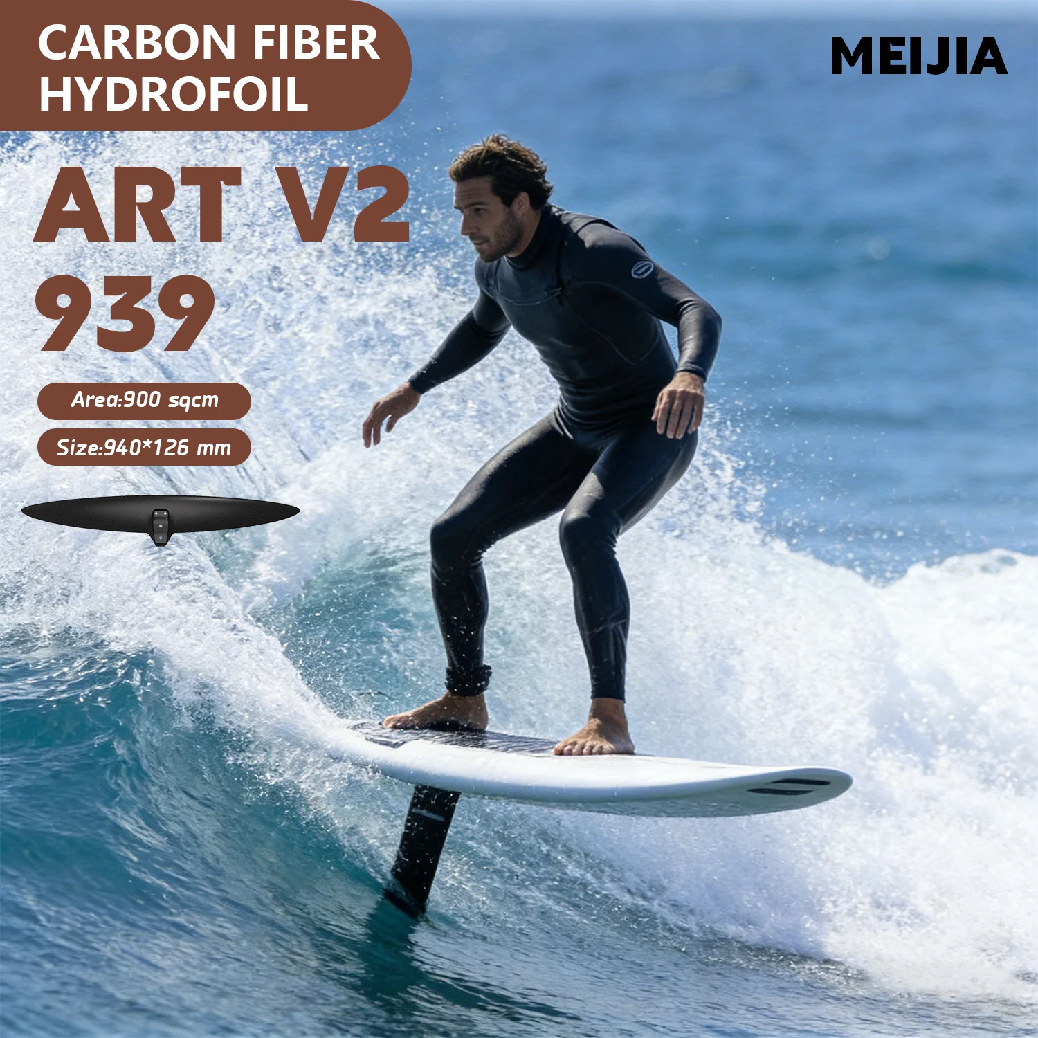 ART V2 939 Accessorio Per Kitesurf In Fibra Di Carbonio, Hydrofoil Ad Alte Prestazioni 900Sqcm, Simile All'attrezzatura Acquatica Spitfire-image