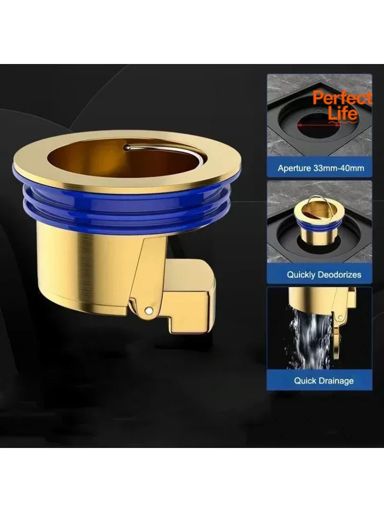 Trampoline de douche de toilette, 1 pièce, accessoires de salle de bains auto-scellants, noyau de vidange de sol en cuivre, dispositif Anti-odeur et répulsif d'insectes