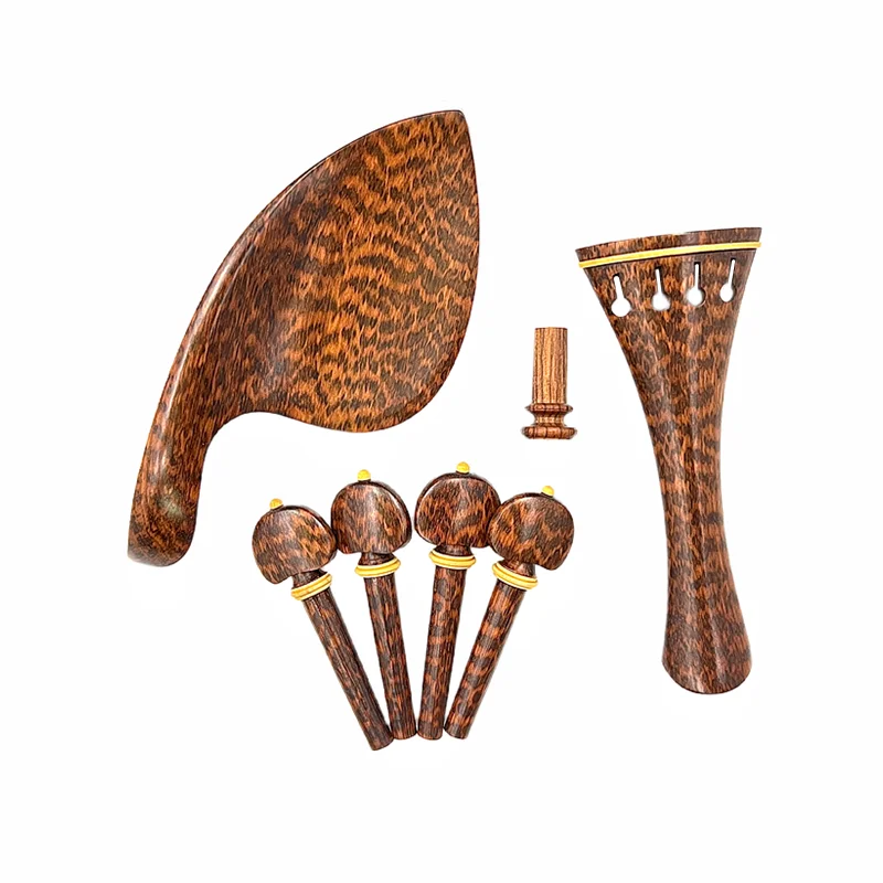 1 set 4/4 violin snakewood letterwood Fiddle Viola Cello Tailpiece+Tuning pegs+Endpins+Chin rest/Chin Holder parts fitting