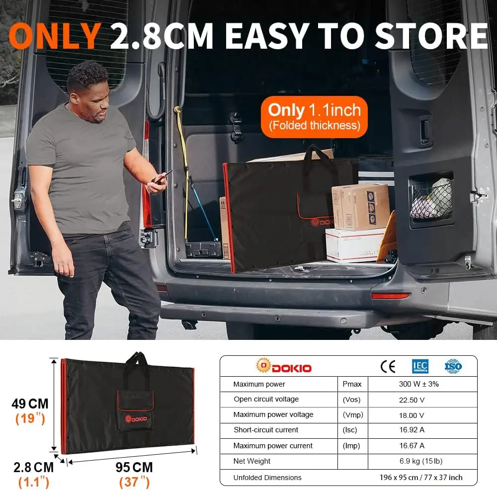 رائجة البيع Dokio New18V 300 واط 320 واط مرنة قابلة للطي في الهواء الطلق الألواح الشمسية المحمولة التخييم للسفر قارب RV سيارة الاستخدام المنزلي #3