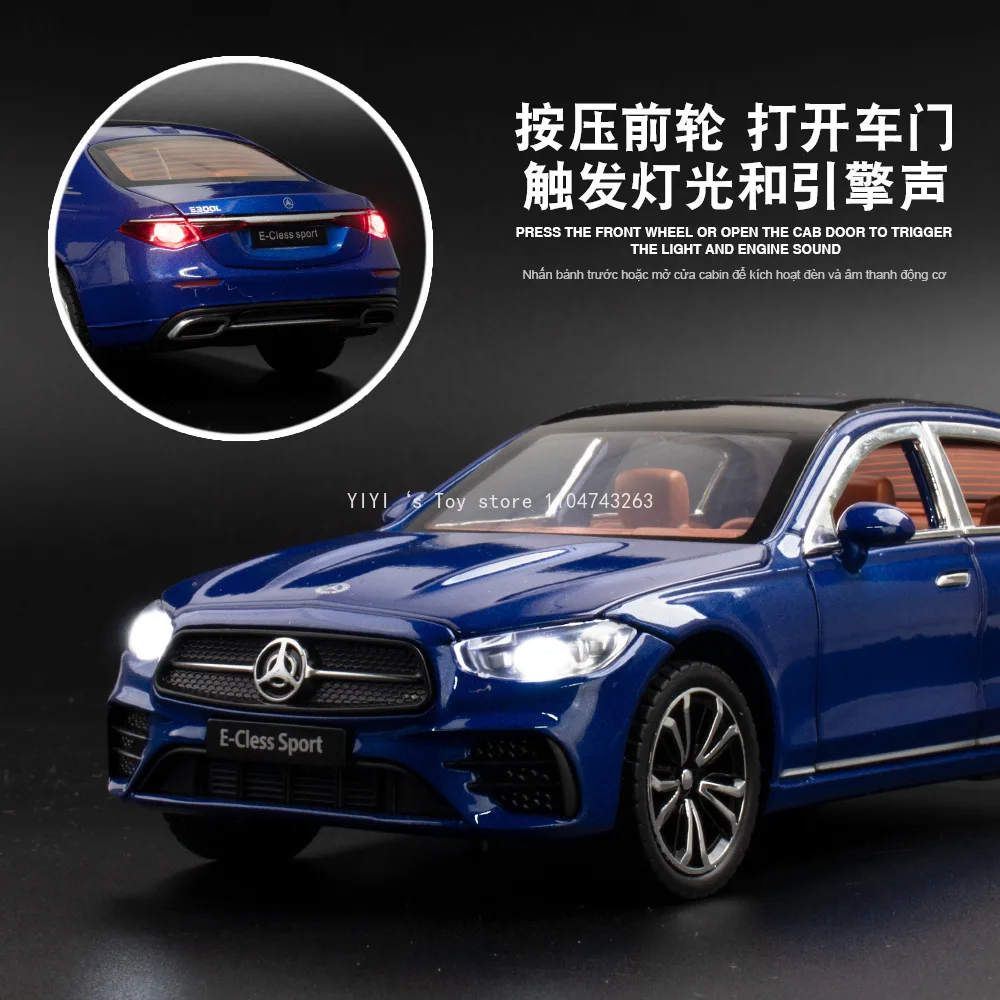 1:24 E-CLESS E300L aleación miniatura modelo juguete Diecast coche sonido luz tirar hacia atrás vehículos regalo de Navidad amigos 10