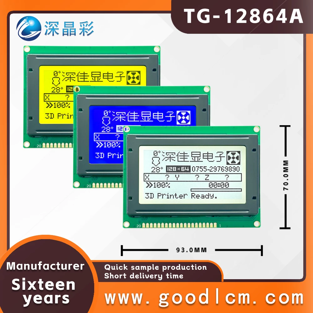 Imagem -05 - Definição Grande Gráfico Lcd Módulo Display Gráfico Dot Matrix Atacado Pelo Fabricante Tg12864a Alta