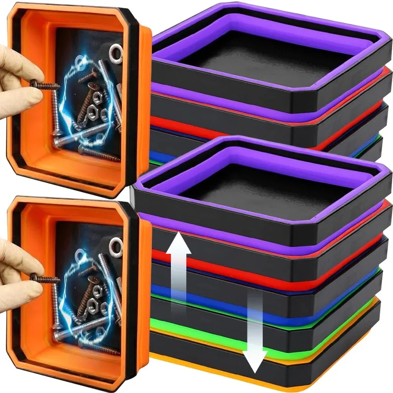 

Foldable Magnetic Parts Tray Silicone Bowl Tool Storage Box Organizer for Plumber Bolts Nuts Washers and Small Metal Tools