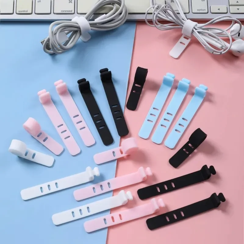 3/6/10PCS Reusable Cable Organizer Ties Clip Charger Cord Management Wire Manager Mouse Earphone Holder Data Line Winder Straps