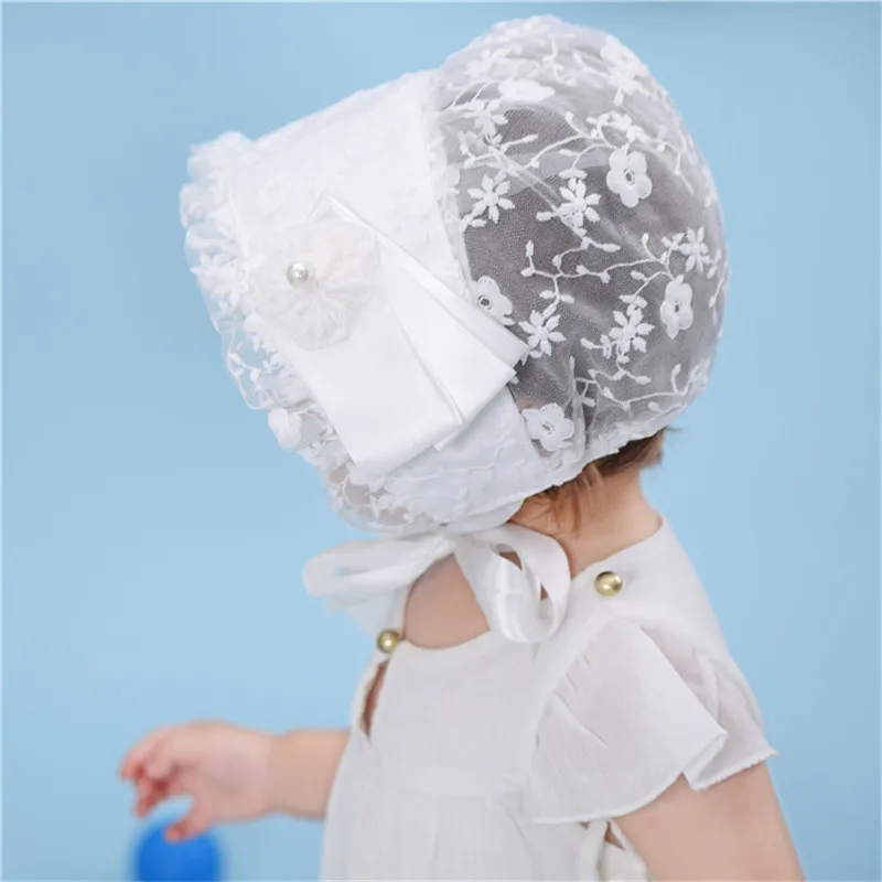 Summer Lace Flower Baby Hat Princess Baby Girl Infant Soft Bonnet Cap Toddler Sun Hats Newborn Photography Props