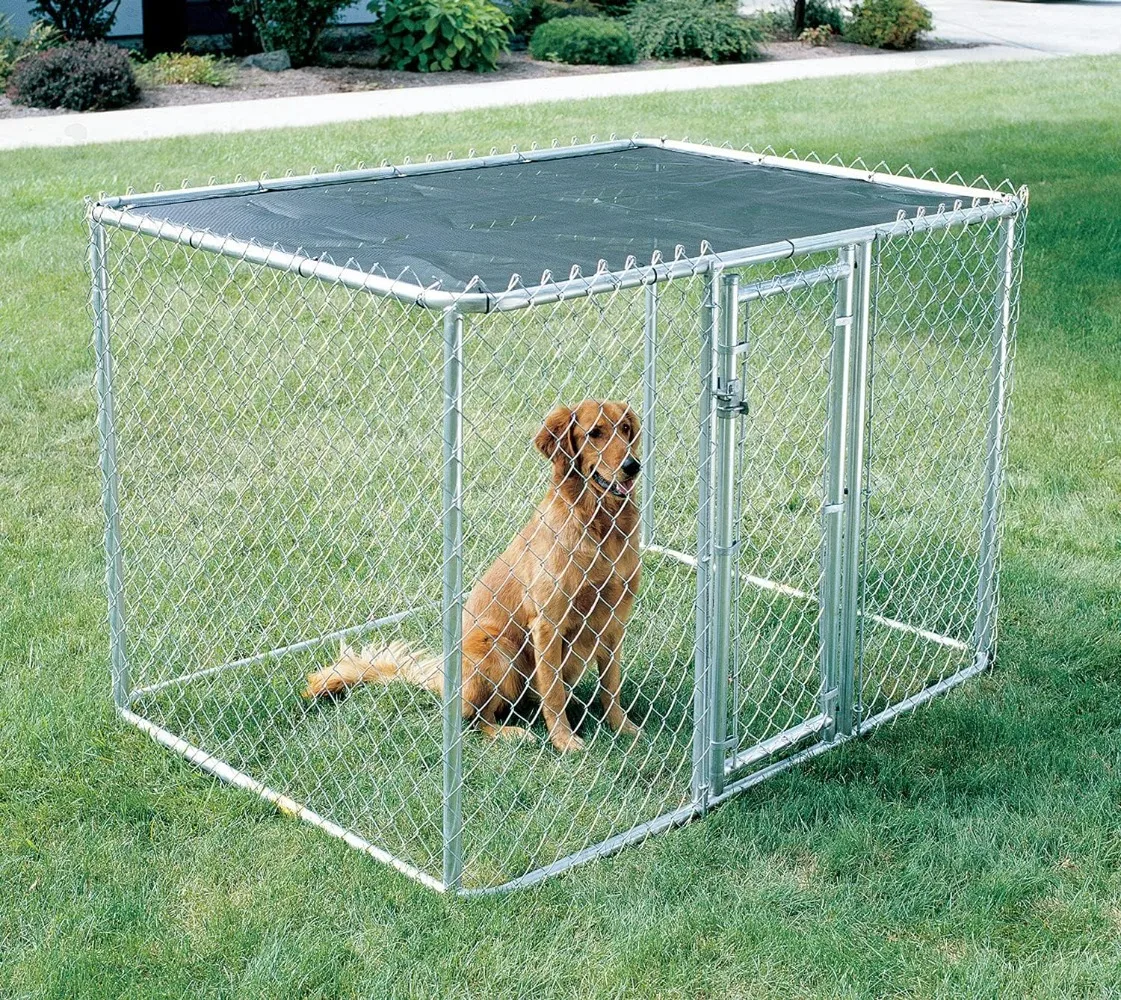 Chain Link Portable Kennel with A Sunscreen 6 By 4 By 4-Feet Super Spacious Dog Kennel Durable Outdoor Dog Kennel