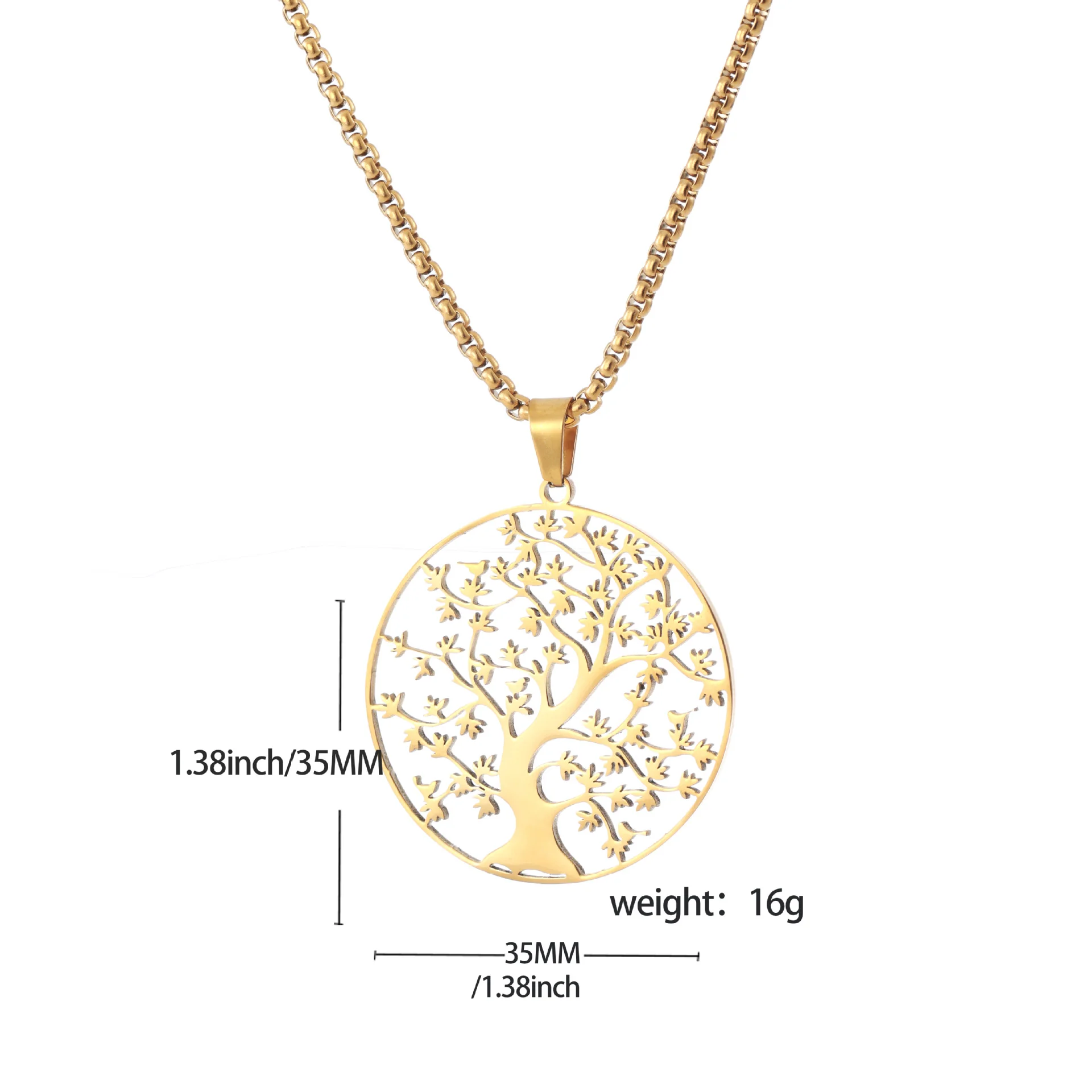 World Peace Life Tree 3-color Necklace - Stainless Steel Pendant - Snake Bone Chain - Unique and Versatile Design