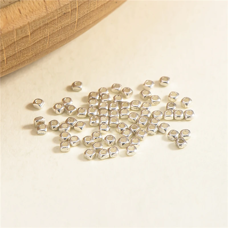

S925 Pure Silver Handmade Beads Sp Square Separator Loose Beads Accories for Bracelet Pearl Handmade Faion Jewelry