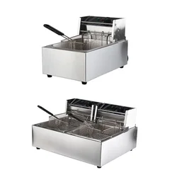 Gas Fryer 6L double Cylinder French Fries Fryer Desktop LPG Fryer with Oil Fried Chicken Equipment