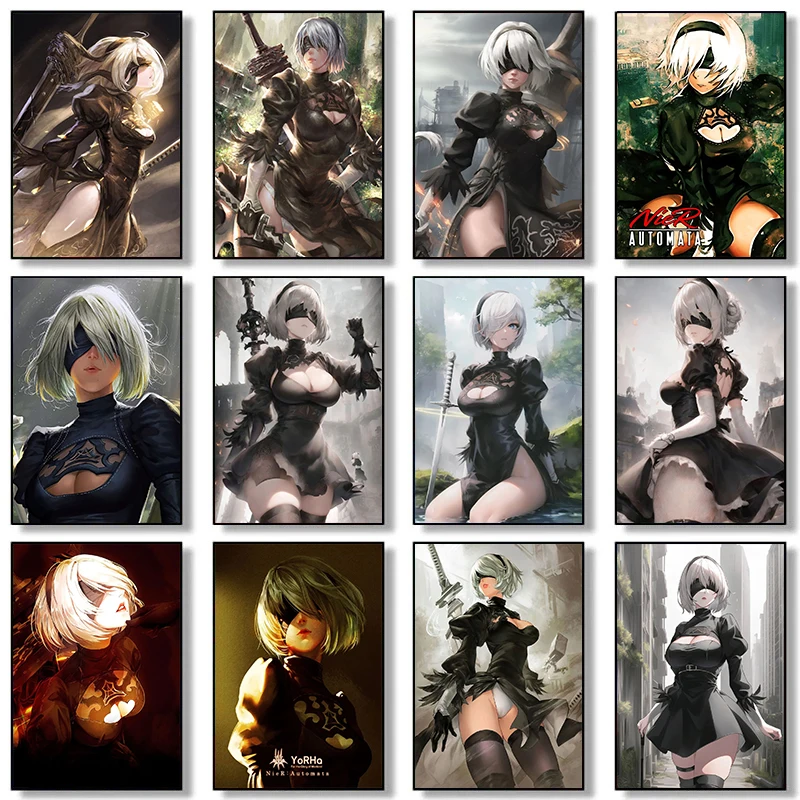 Classic Game NieR: Automata Character 2b Yakuza Canvas Painting Posters and Prints Wall Art Picture for Living Room Home Decor